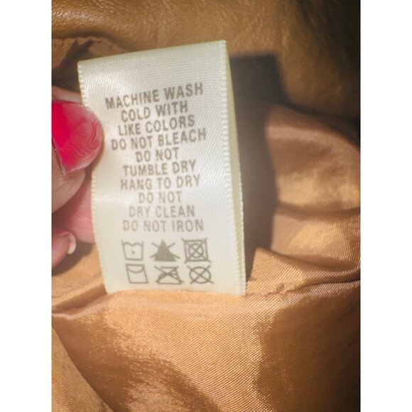 Vintage Max Edition Camel Faux Leather Moto Biker Jacket Coat S Street Style 90s - Picture 15 of 16